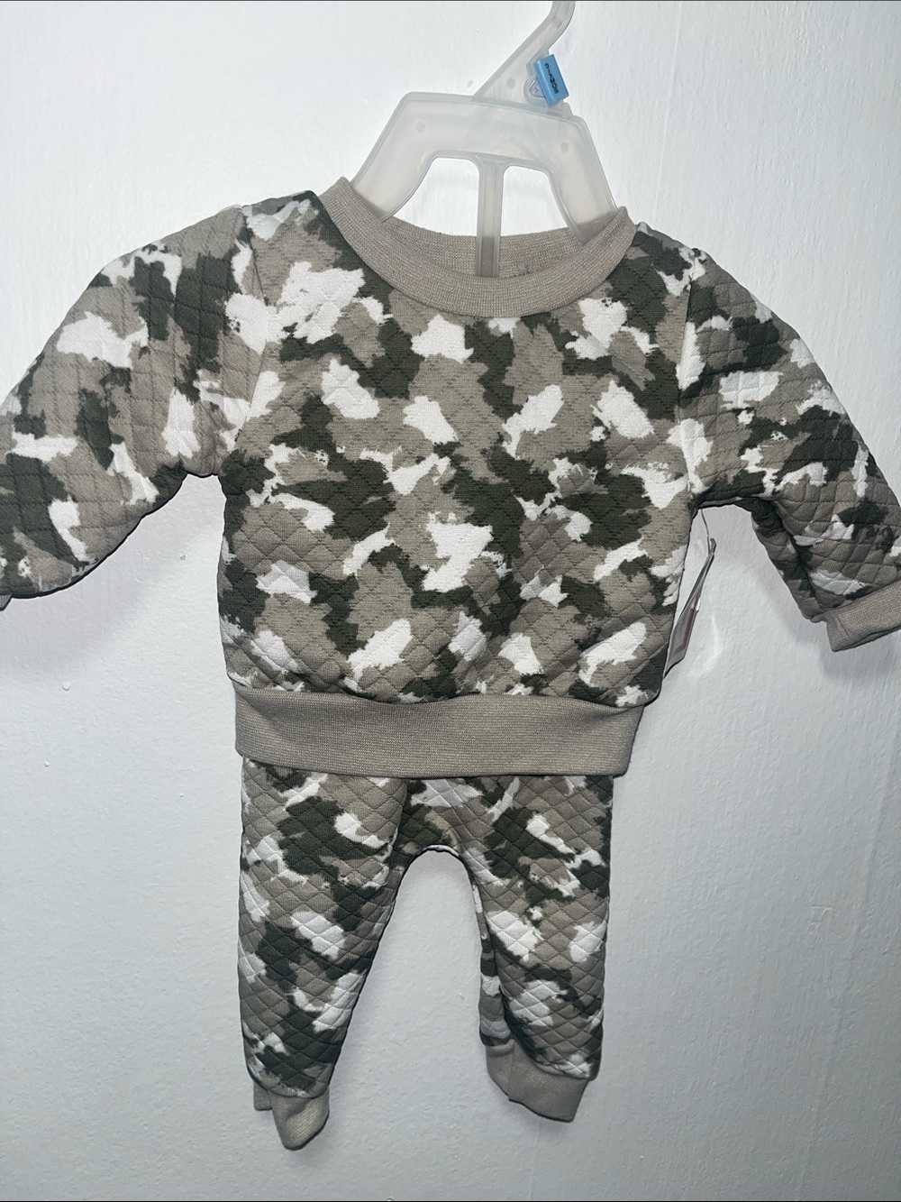 child of mine Olive, Beige & White Camouflage Quilted Joggers